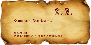 Kemmer Norbert névjegykártya